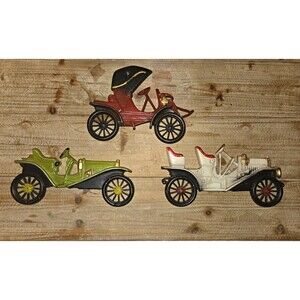 Vintage 1970s Midwest Products Co. Cast Aluminum Antique Car Wall Plaques